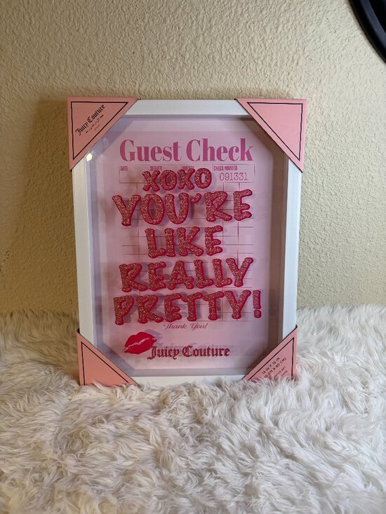 Juicy Couture Other - Juicy Couture Pink Glitter Framed Wall Art 12x16 Set of 3 Y2K McBling NWT
